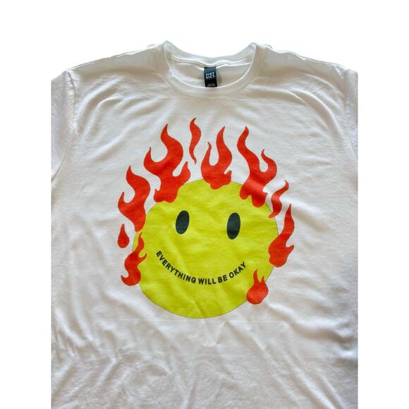 Everything Will Be Okay T-Shirt Sarcastic Smiley Tee White - Picture 1 of 4